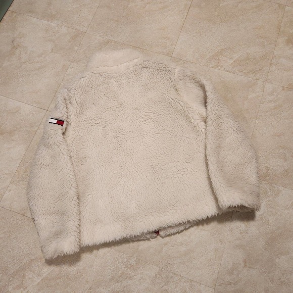 Tommy Hilfiger Womens M Medium Sherpa Fleece Deep Pile Furry Sweatshirt Jacket - Picture 16 of 16